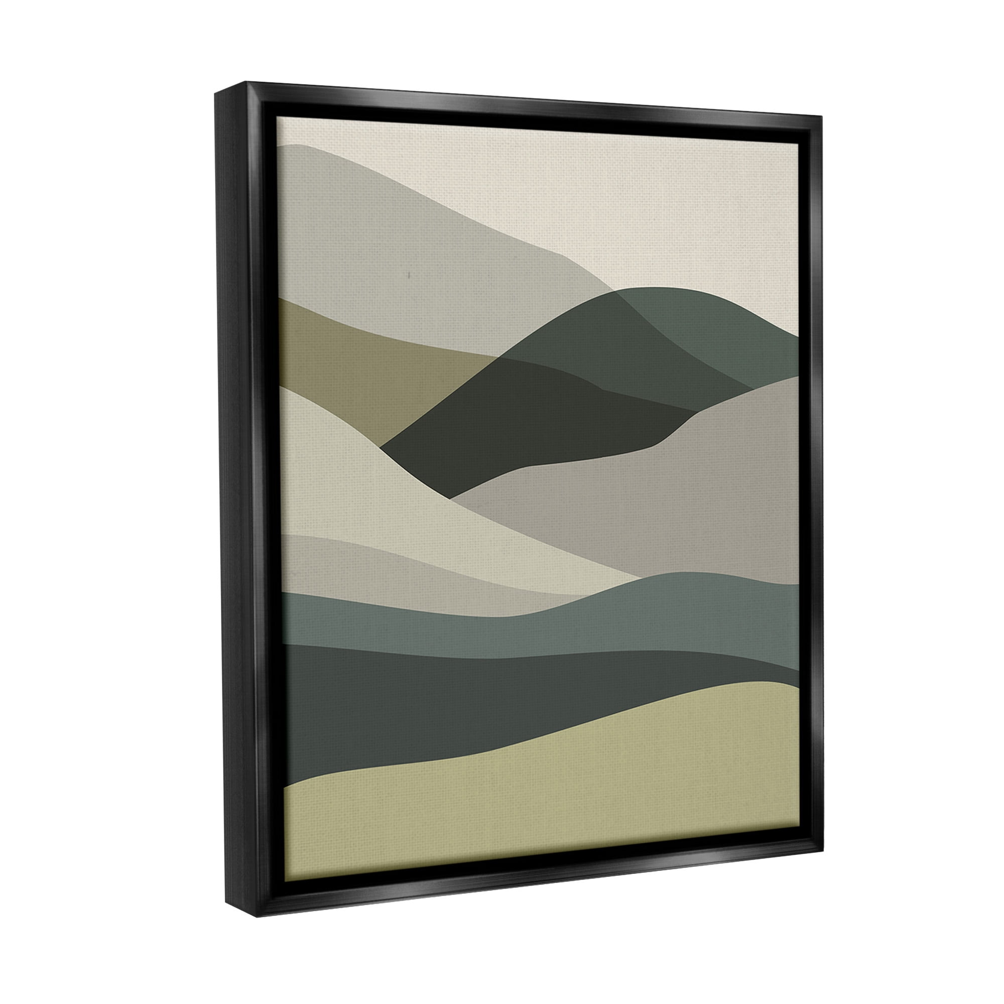 Stupell Industries Abstract Alternating Hills Landscape Painting Black Floater Framed Canvas Art Print Wall Art, 17 x 21