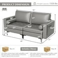thumbnail image 4 of Costway Modern Loveseat 2-Seat Sofa Couch with 2 Bolsters Side Storage Pocket Grey, 4 of 11