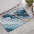thumbnail image 2 of Blue Marble Gold Wave Pattern Bathroom Rugs Mat,Non Slip Microfiber Bathroom Rug,Rubber Backing,Soft Bathroom Mats for Bathroom Floor,Tub and Shower,17x27in(43x68cm), 2 of 5