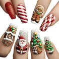 thumbnail image 5 of Christmas Press-On Nails, 24 Pcs Long Ballet Shape with Cartoon Candy Cane & Gingerbread House, Festive Full Cover Fake Nails for Holiday Party Gift, 5 of 5