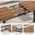 thumbnail image 4 of 5Pcs Dining Table Set for 4-6, 63" Extendable Dining Room Table Set for 4, Kitchen Table with Upholstered Benches and Stools, Kitchen Table Set,Dinner Table Set for 6, Ideal for Small Space-Walnut, 4 of 8