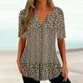 thumbnail image 2 of Lolmot Summer Button Down Shirts for Women,Women Casual Loose Shirts V-Neck Short Sleeve Fashion Dot Print Oversized T-Shirts Tunic Tops, 2 of 5