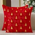 thumbnail image 3 of Juego de 2 fundas de almohada con diseño de árbol de Navidad (45 x 45 cm) | Fundas de almohada navideñas de lana sintética para sofá, cama y porche | Adornos navideños suaves y festivos, 3 of 5