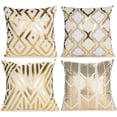 thumbnail image 1 of Juego de 4 fundas de almohada geométricas, color blanco y dorado, fundas de cojín decorativas cuadradas para sofá al aire libre, 18.0 x 18.0 in, 1 of 5