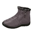 thumbnail image 7 of Snow Boots for Women Stitching Furry Lined Zipper High Top Winter Ankle Booties Outdoor Non-Slip Walking Shoes, 7 of 7