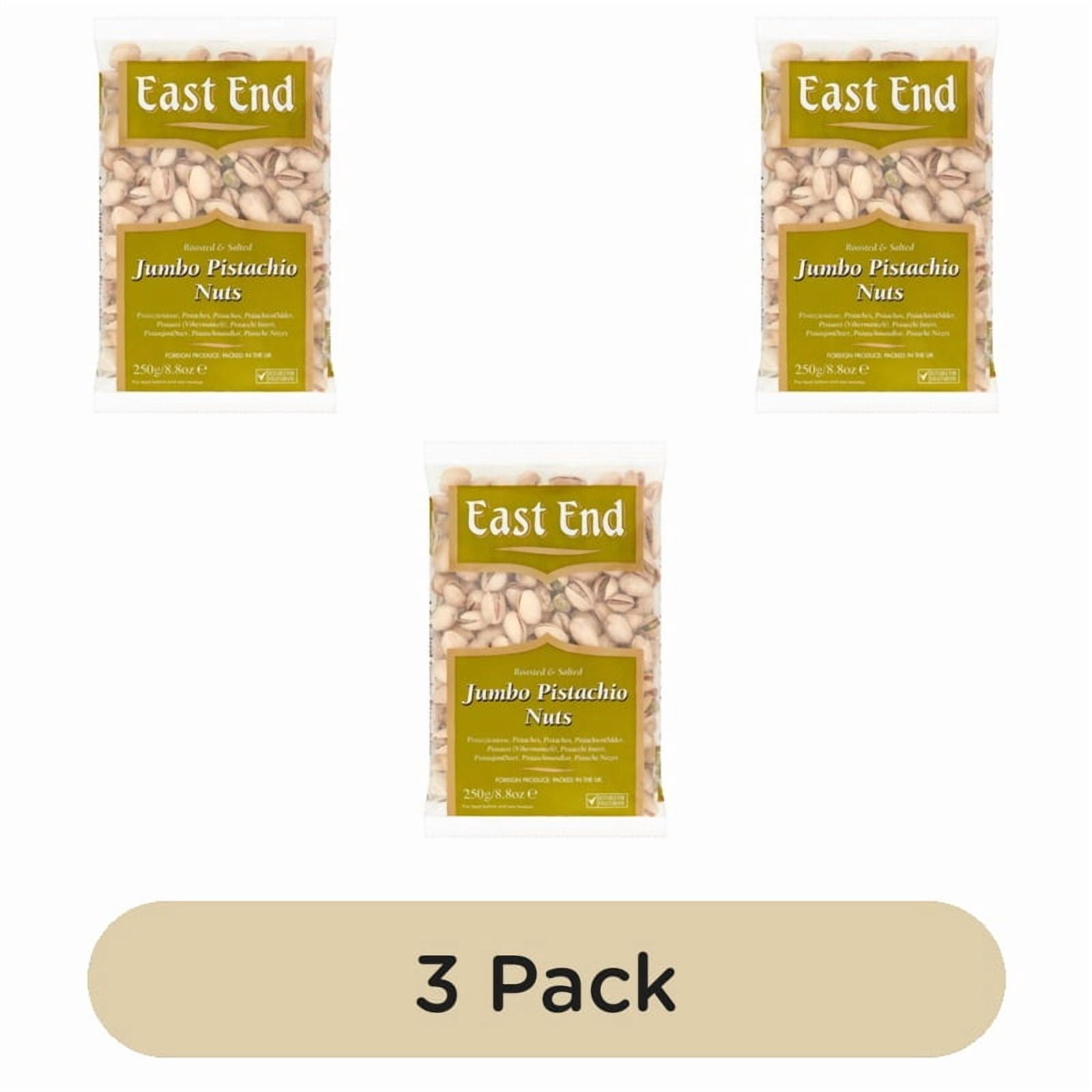 East End Jumbo Salted Pistachios 250g, British Import (Pack of 3)