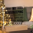 thumbnail image 3 of Funny Home Decor Quotes Sign My Housekeeping Style is Best Described Clear Desk Decorative Sign Housewarming Gifts Acrylic Sign With Wooden Stand for Desk Table Shelf, 3 of 4