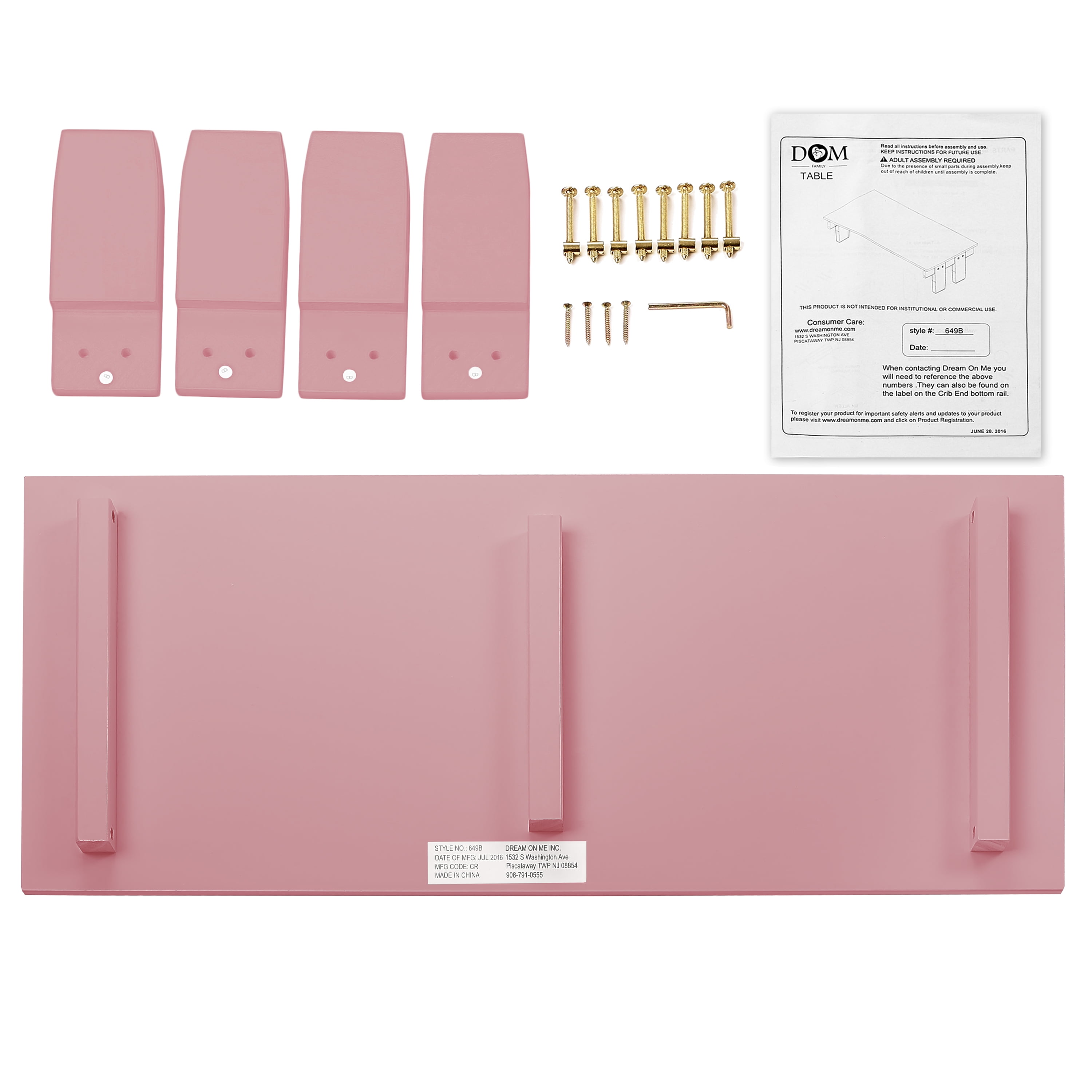 Dream On Me 3 in 1 Toddler Bed Convertible Kit, Rose