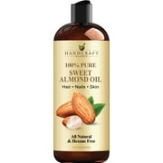 Handcraft Sweet Almond Oil - 100% Pure and Natural - Premium Therapeutic Grade Carrier Oil for Aromatherapy, Massage, Moisturizing Skin and Hair - Huge 12 fl. Oz