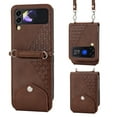 thumbnail image 1 of Case for Samsung Galaxy Z Flip 3 5G, Magnetic Matte Premium PU Leather Stand Flip Cover with Card Slots and Wallet, Shockproof and Full Body Protection Compatible with Z Flip 3 - Brown, 1 of 8