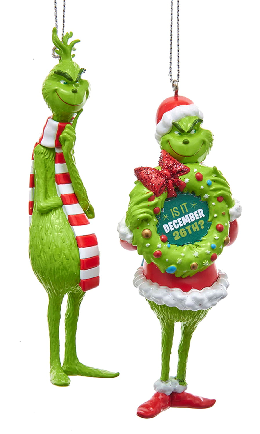 Grinch Christmas Ornament Set 4 Green Red 3.5" #TeamGrinch Kurt Adler Gift 
