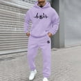 thumbnail image 4 of ibiyuan Sweat Suits Men Long Sleeve Matching Outfits Casual Long Sleeve Hoodie Sweatshirts and Jogger Sweatpants Sweatsuits Set for Men Outfits Sport Suits,Light Purple, 4 of 4