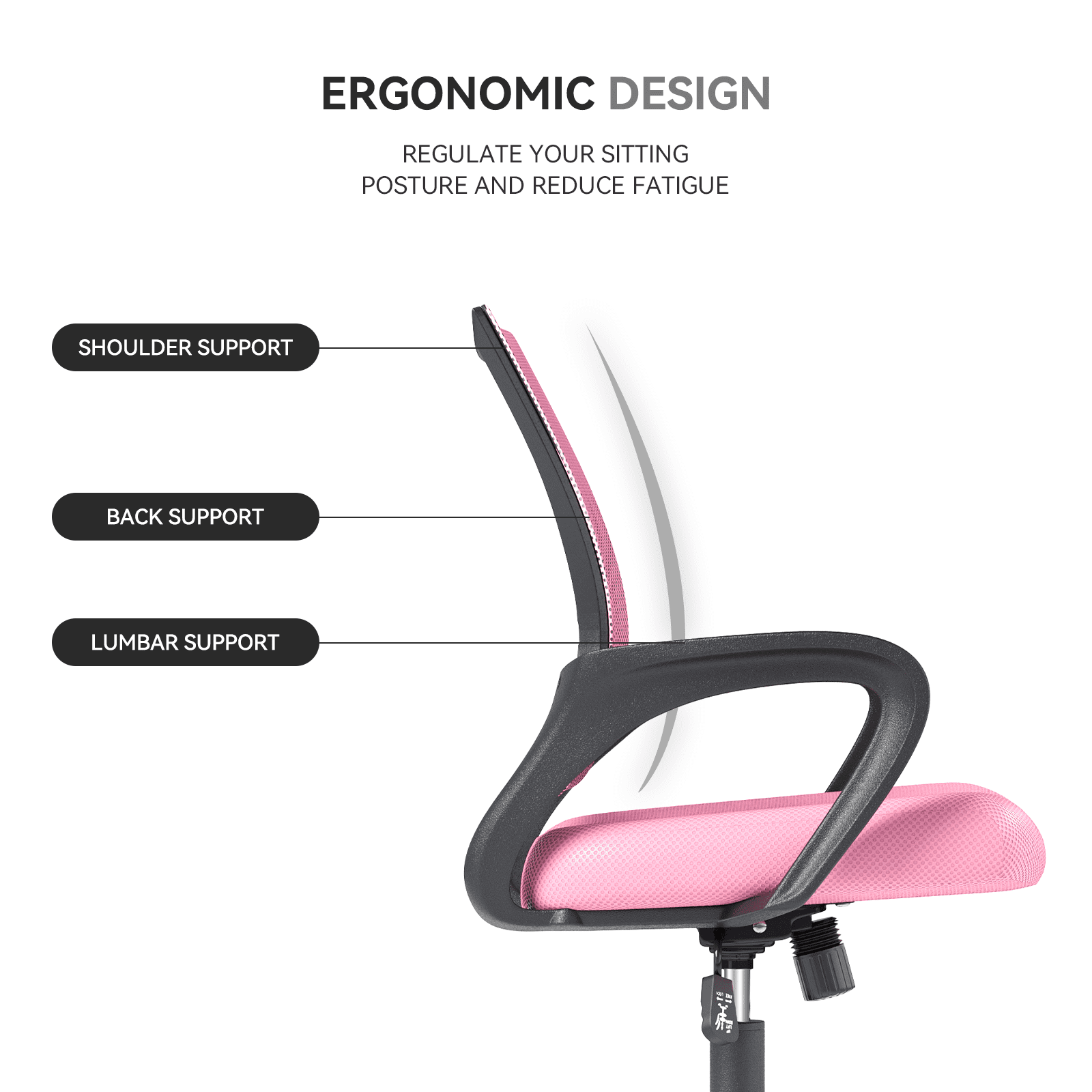 OSM 2-Pack Ergonomic Mesh Office Chairs, Mid-Back Desk Chair with Lumbar Support, Swivel Computer Task Chair for Home Office, Gaming & Study, 300 lbs Capacity, Pink