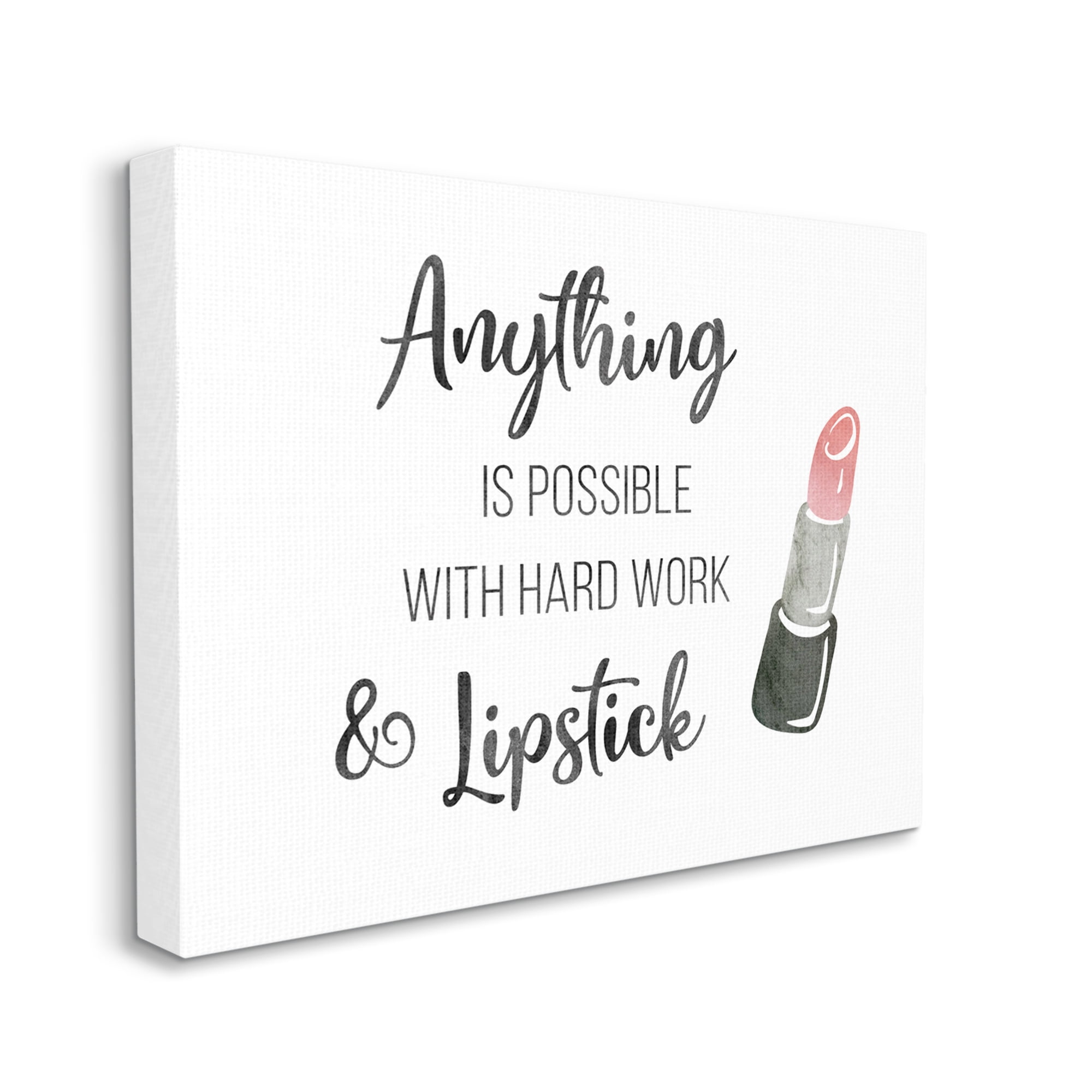 Stupell Industries Anything Possible With Lipstick Glam Makeup Inspiration Graphic Art Gallery Wrapped Canvas Print Wall Art, Design by CAD Designs