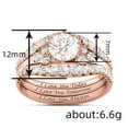 thumbnail image 5 of PERITANG 3pcs His and Hers Wedding Ring Sets Couples Engagement Rings Women and Men 925 Sterling Silver AAA Cubic Zirconia English Letter Elegant, 5 of 9