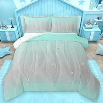 Homewish Abstract Ombre Stripes Bedding Comforter Set,Geometric Pattern Twin Comforter Sets,Blue Gray Bedding Set For Boys Girls,Breathable Home Decor Reversible,2-Piece