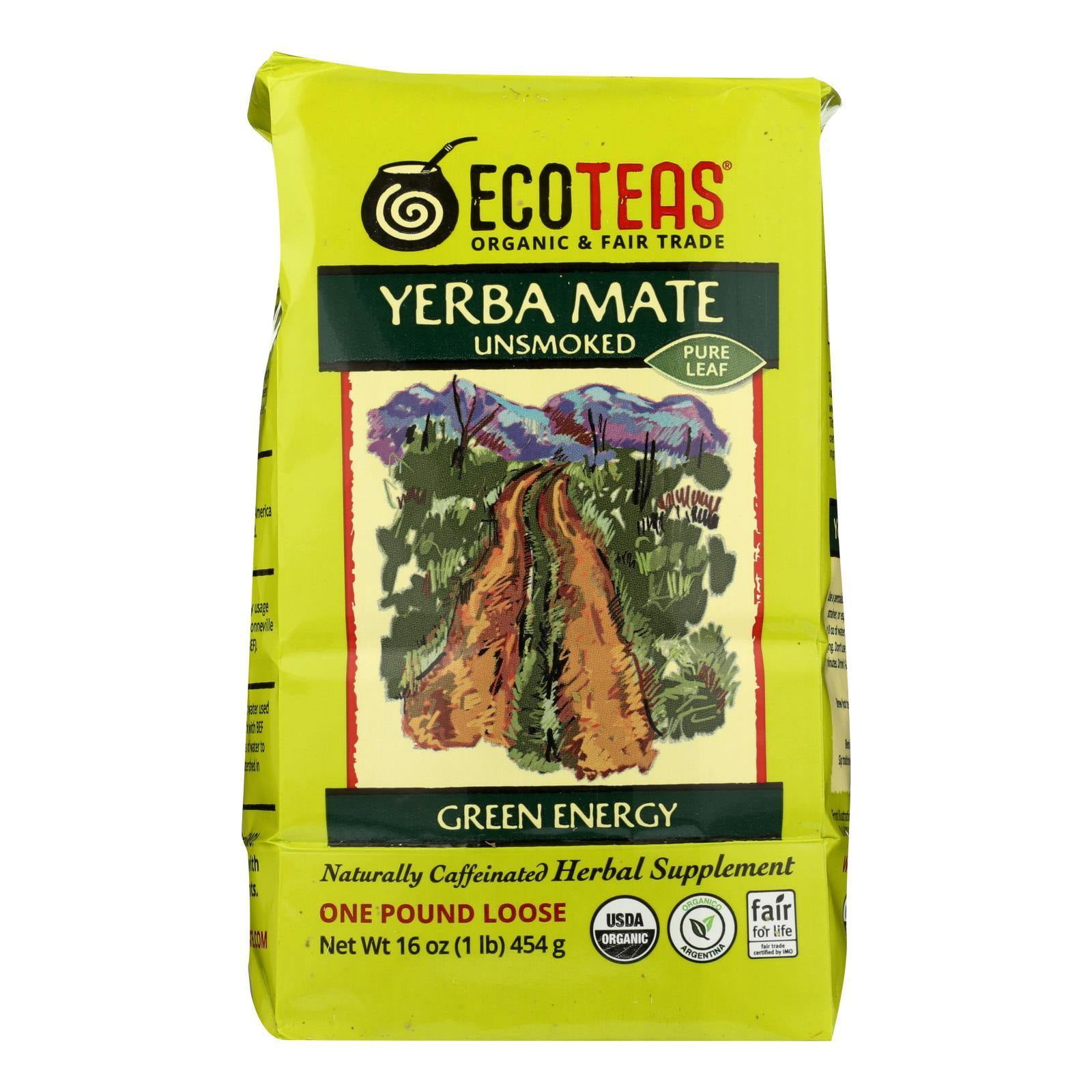 Eco Teas - Yerba Mate Unsmoked Green Energy Loose Tea - 16 oz
