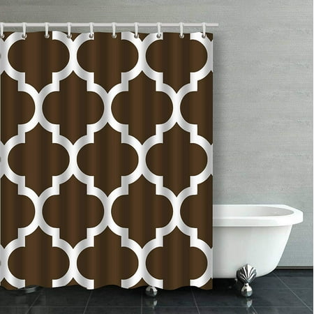 Wopop Chocolate Brown And White Moroccan Quatrefoil Pattern