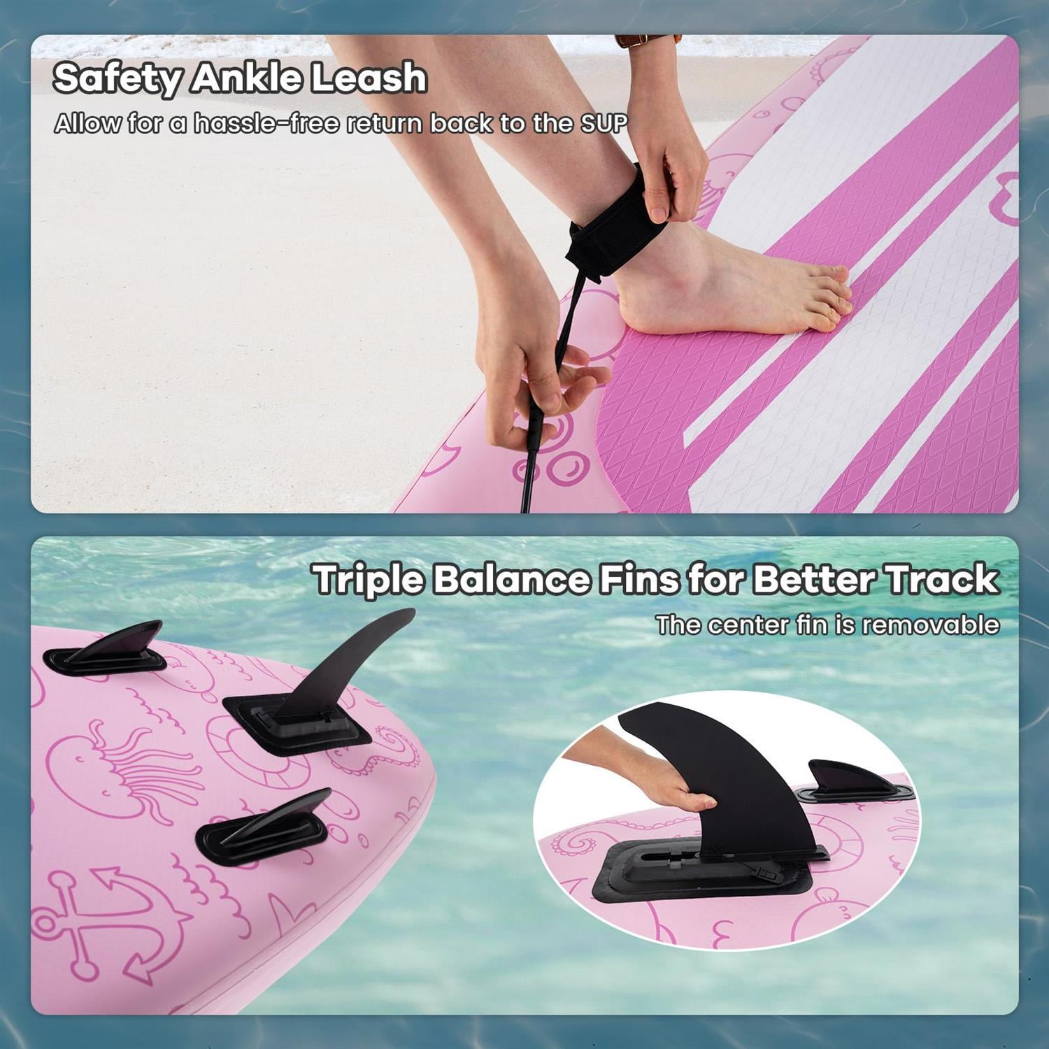 FUNWATER Stand Up Inflatable Paddle Board, ISUP Dolphin Pattern