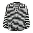 thumbnail image 4 of Ruimatai Chandail Décontracté pour Femme, Blouse à Rayures Imprimées, Cardigan à Boutons, Hauts à Manches Longues, Chandail, 4 of 6