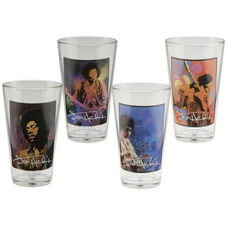 Jimi Hendrix 16 Ounce Glass Set Of 4