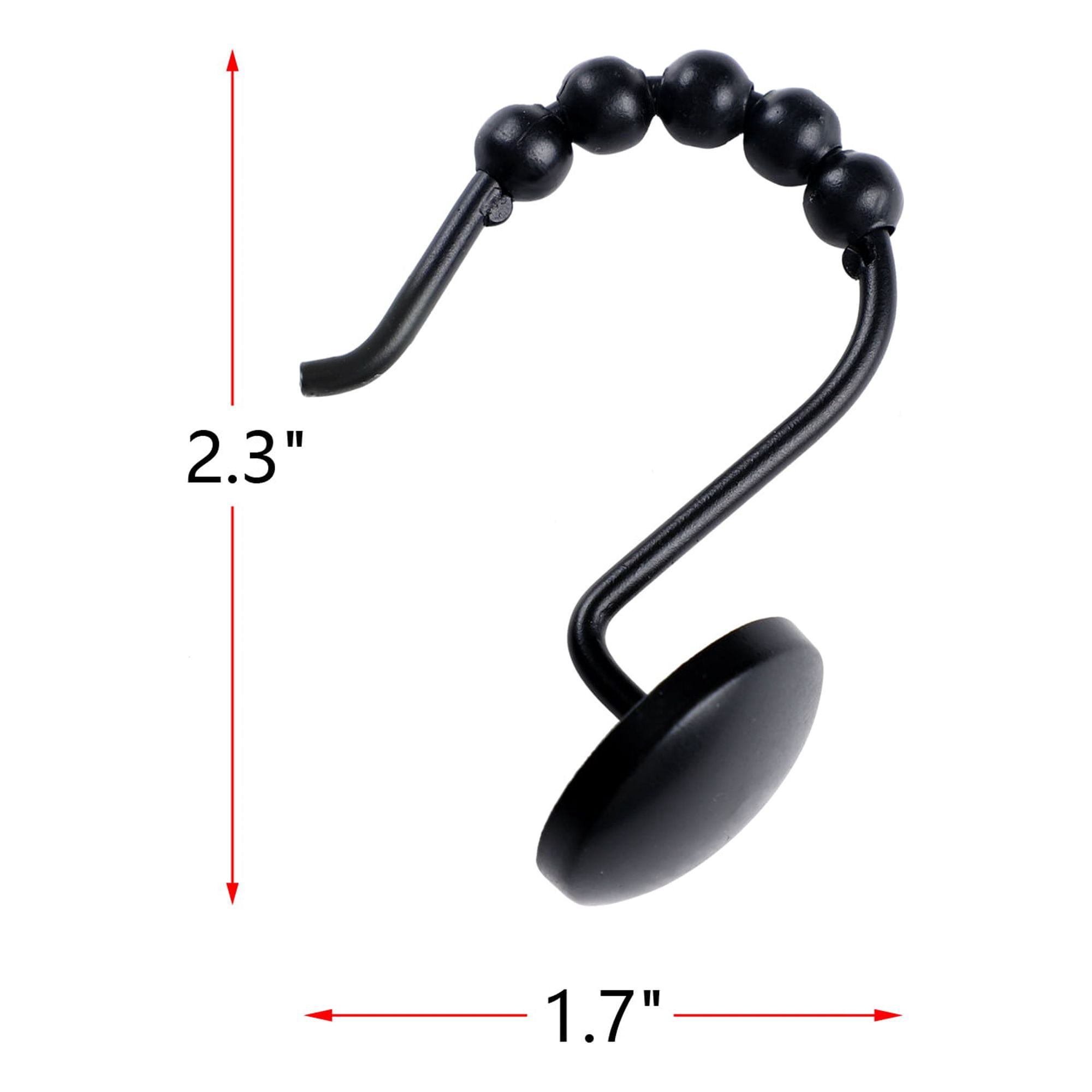 Utopia Alley Shower Hooks - Shower Curtain Rings for Bathroom - Rust Resistant Roller Shower Curtain Hooks for Shower Curtain or Liner - Set of 12, Matte Black