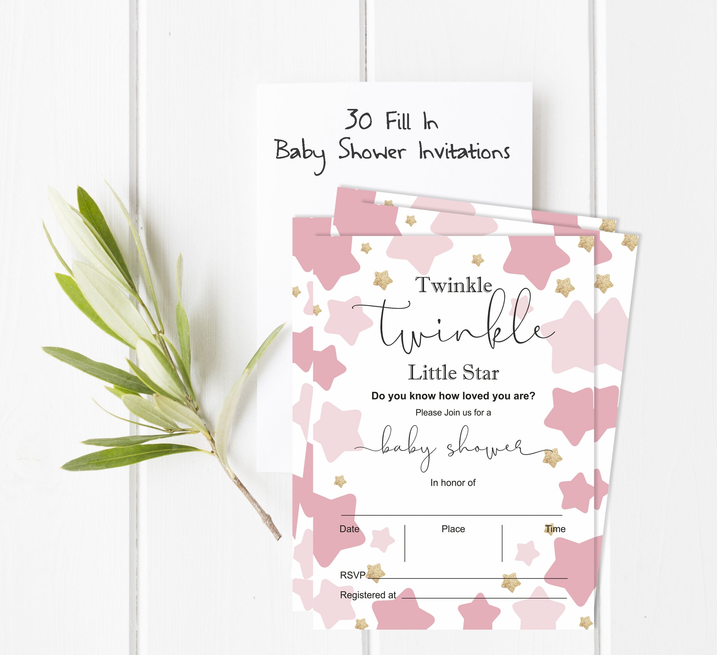 Inkdotpot Set Of 30Gender Reveal Baby Shower Invitations-Diaper Raffle Tickets And Baby Shower Book Request Cards Twinkle Twinkle Little Star Invites Its A Boy Its A Girl