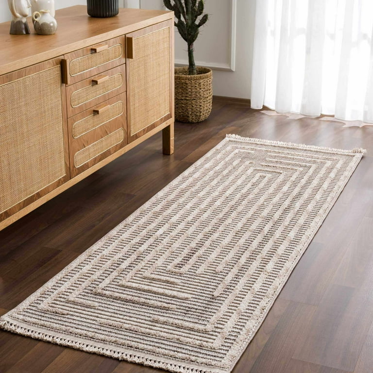 Kashyapa Rugs Collection - Moroccan Style Microfiber Carpet Runner In