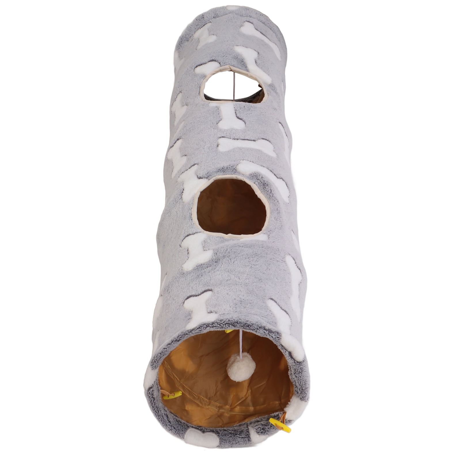 M Buder Plush Cat Tunnel Toy Collapsible Scratch Resistant Little Pet Tube Play Tent for Cats Rabbits Puppies Indoor Outdoor Use Bone Gray 11.02 inches / 28 cm