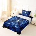 thumbnail image 3 of Castle Fairy Futuristic Cubes Tunnel Twin Sheets 3pcs,Geometric Block Bedding,Navy Black,1 Flat Sheet, 1 Fitted Sheet and 1 Pillowcase, 3 of 7