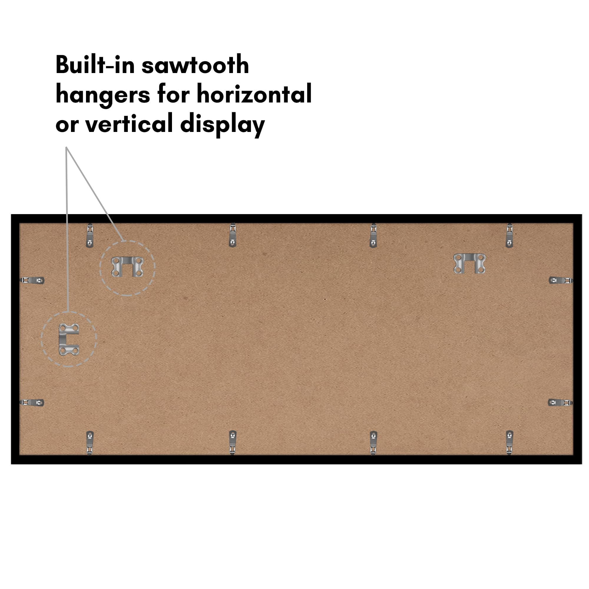 Americanflat 16x40 Picture Frame with Polished Plexiglass - Set of 5 - Use as 12x36 Frame with Mat or Display 16x40 Photo Without Mat - Galleria Collection - Picture Frames for Wall Display - Black