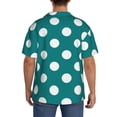 thumbnail image 5 of Cauagu Teal And White Polka Dot Men's Short Sleeve Button Down Hawaiian Shirt for Men Bowling Shirts Casual Summer Beach Shirt,3X-Large, 5 of 6