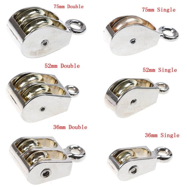 DIY Mini Metal Sheave Zinc Alloy Fixed Pulley Crown Block And Tackle Lifting Wheel Single/Double Pulley 36/52/75mm ,Easy Installation