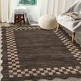 thumbnail image 2 of HOMERRY Large Scalloped Border Plaid Non-Shedding Area Rug 9' x 12' for Living Room Washable Indoor Carpet, Brown, 2 of 6
