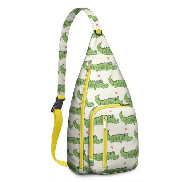 Cute Cartoon Dino Sling Backpack - Funny Dinosaur Pattern Crossbody Bag, Fashionable Pack for Commuters