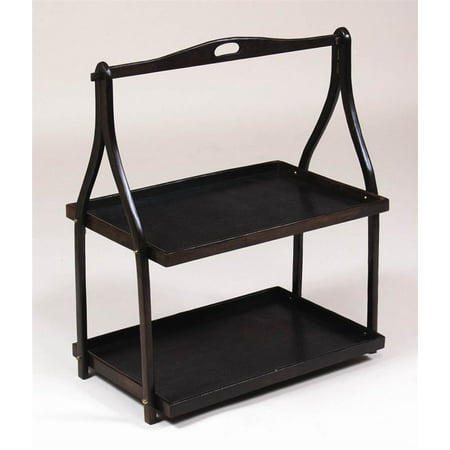 2-Shelf Wooden Plant Stand in Black Finish