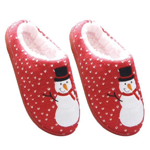 LABSERRON 1 Pair Winter Slippers Couple Design Cotton Knitted Upper Warm Lightweight Shoes For Indoor Use 9.039Inch