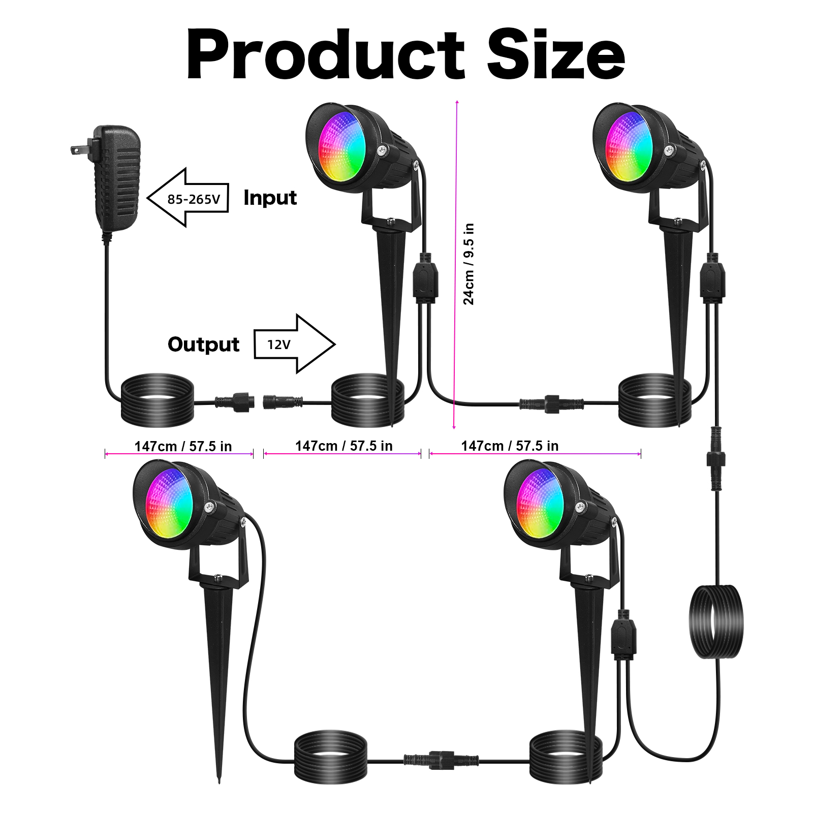INDMIRD RGB LED Garden Lighting, 12 V 6 W Garden Light with Remote Control and Bluetooth App, IP66 Waterproof RGB Garden Spotlight with Ground Spike, Decorative Lighting for Outdoor Garden Lawn