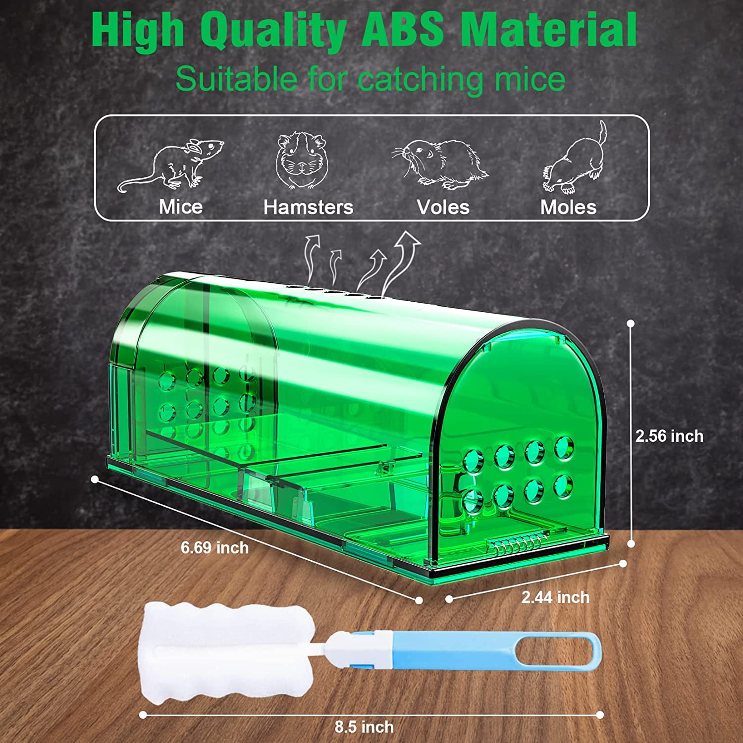 4 Pcs Humane Mouse Trap Catch and Release Mouse Traps Indoor for Home No Kill Best Reusable With Cleaning Brush Indoor/Outdoor Mousetrap Catcher Non Killer Small Capture Cage