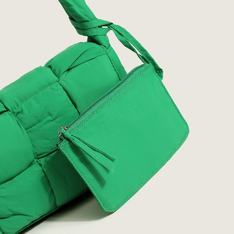 YILINRUI Woven Cotton Padded Women Shoulder Bag Brands Designer Stuffing  Down Crossbody Bags for Women 2021 Knitting Handbag