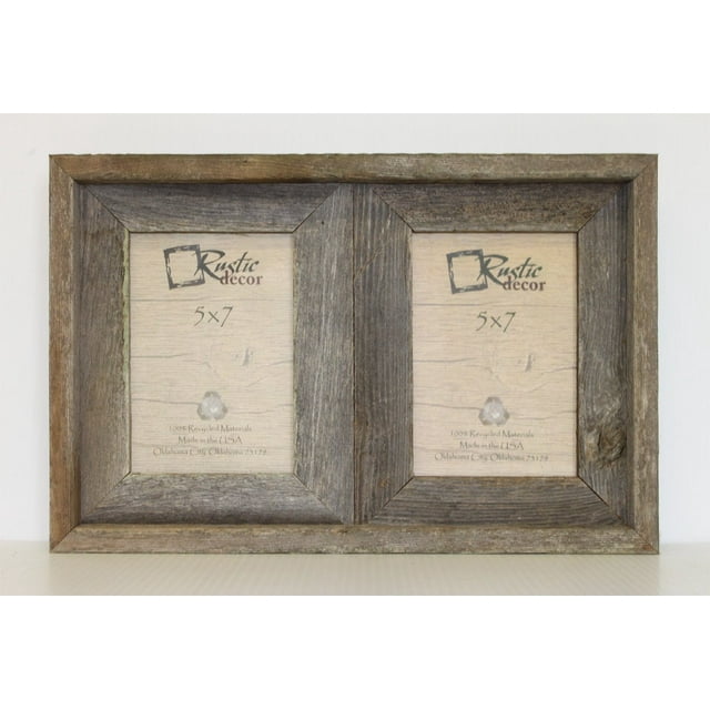 5x7-2.5" Wide Reclaimed Rustic Barnwood Collage Frame - Holds 2 Photos