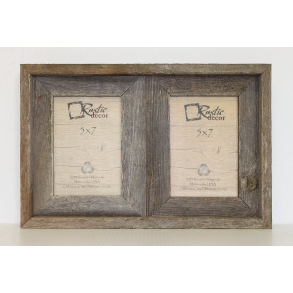 5x7-2.5" Wide Reclaimed Rustic Barnwood Collage Frame - Holds 2 Photos