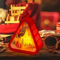 Uutvery Christmas LED Night Lights,Vintage Night Lights,Christmas Retro Wind Lamp,Glowing Gifts, Window Displays,Christmas Triangular Candle Holders,Snow Globe Lantern Santa Lighted Gifts