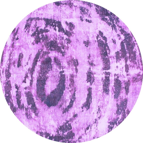 Ahgly Company Indoor Round Abstract Purple Modern Area Rugs, 4' Round