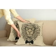 thumbnail image 2 of Ambesonne Indie Throw Pillow Cover 2 Pack, Dandy Cool Lion Character, 20", Sand Brown Black Yellow, 2 of 7