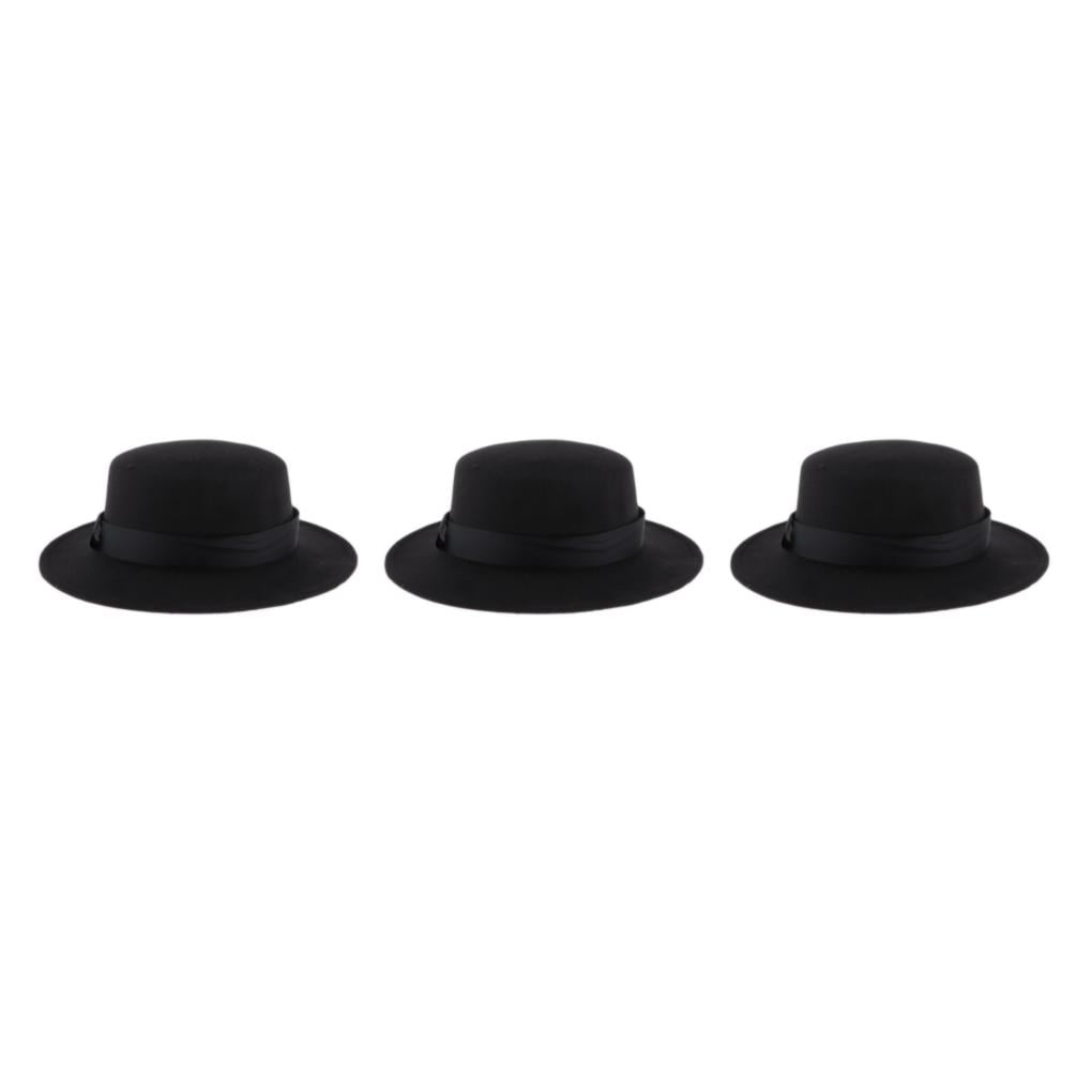 Justharion Vintage Fedora Hat Flat Top Round Hat Hat Party Cap Men Trilby Black 56 58cm 3Set Walmart
