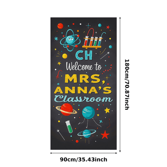 Educational Science Themed Welcome Banner for Mrs ANNA Classroom Party Supplies Backdrop Decorations Photography Props for School Events Classroom Decor Science Fairs