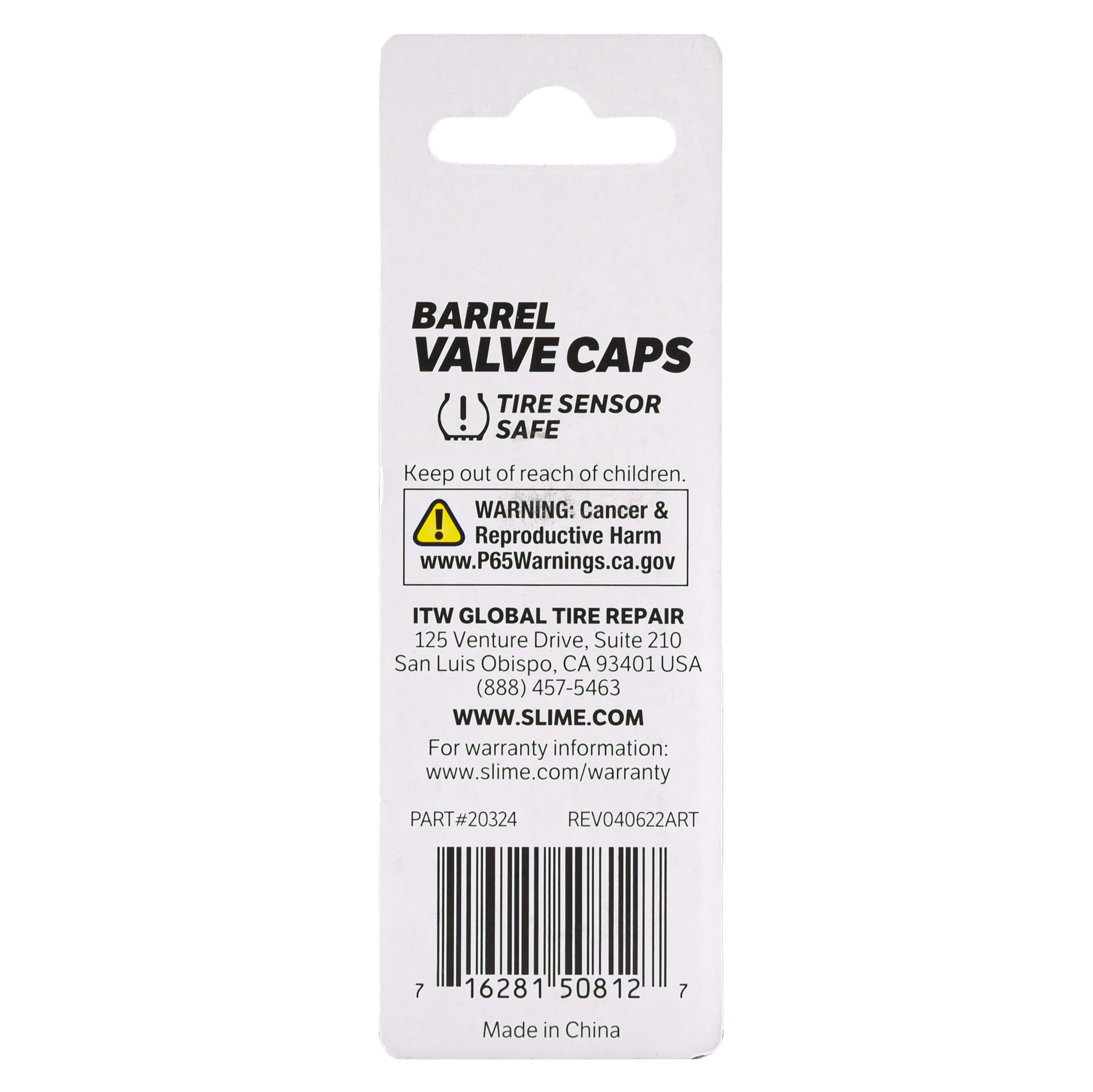 Slime Replacement Metal Barrel Valve Stem Caps, Black - 20324