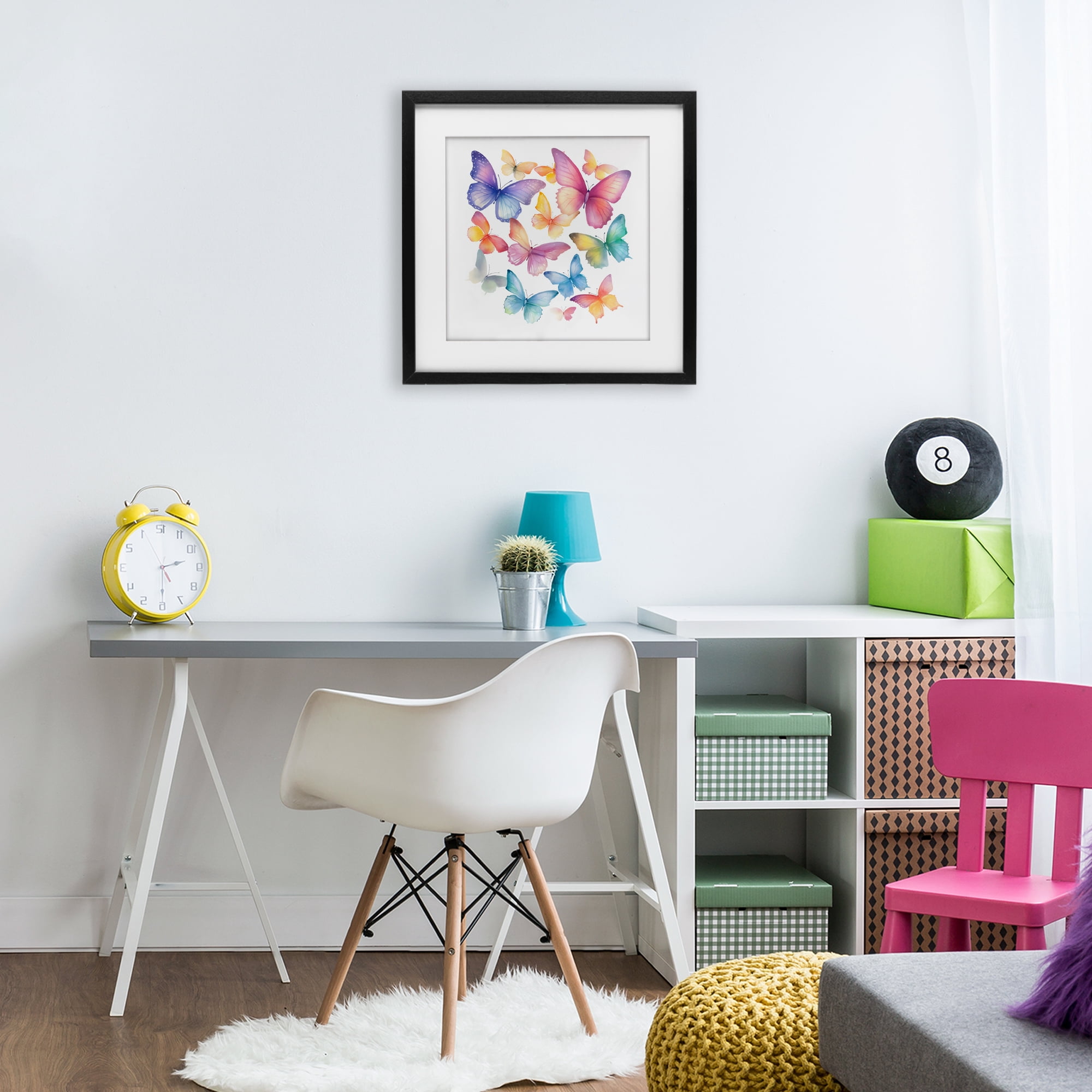 Stupell Industries Rainbow Butterflies Rabble Black Framed Print Under Glass, design by Creative Studio