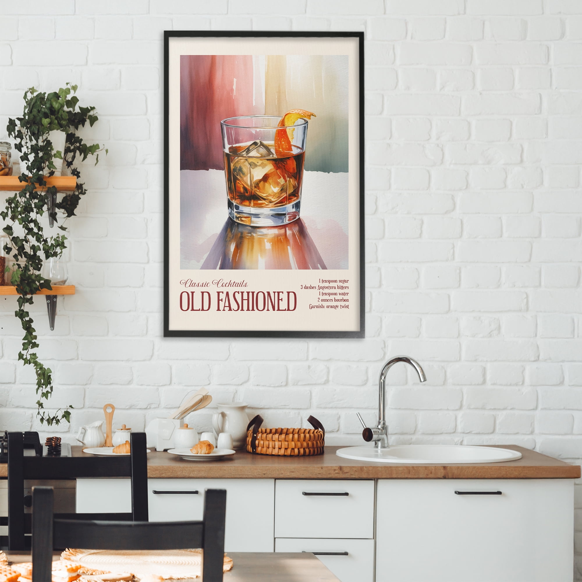 Stupell Industries Old Fashioned on Surface Black Framed Giclee Art, design by Andreas Magnusson